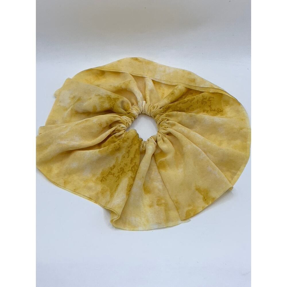 UNBRANDED Women's Yellow Tie Dye Ruffle Hair Scrunchie